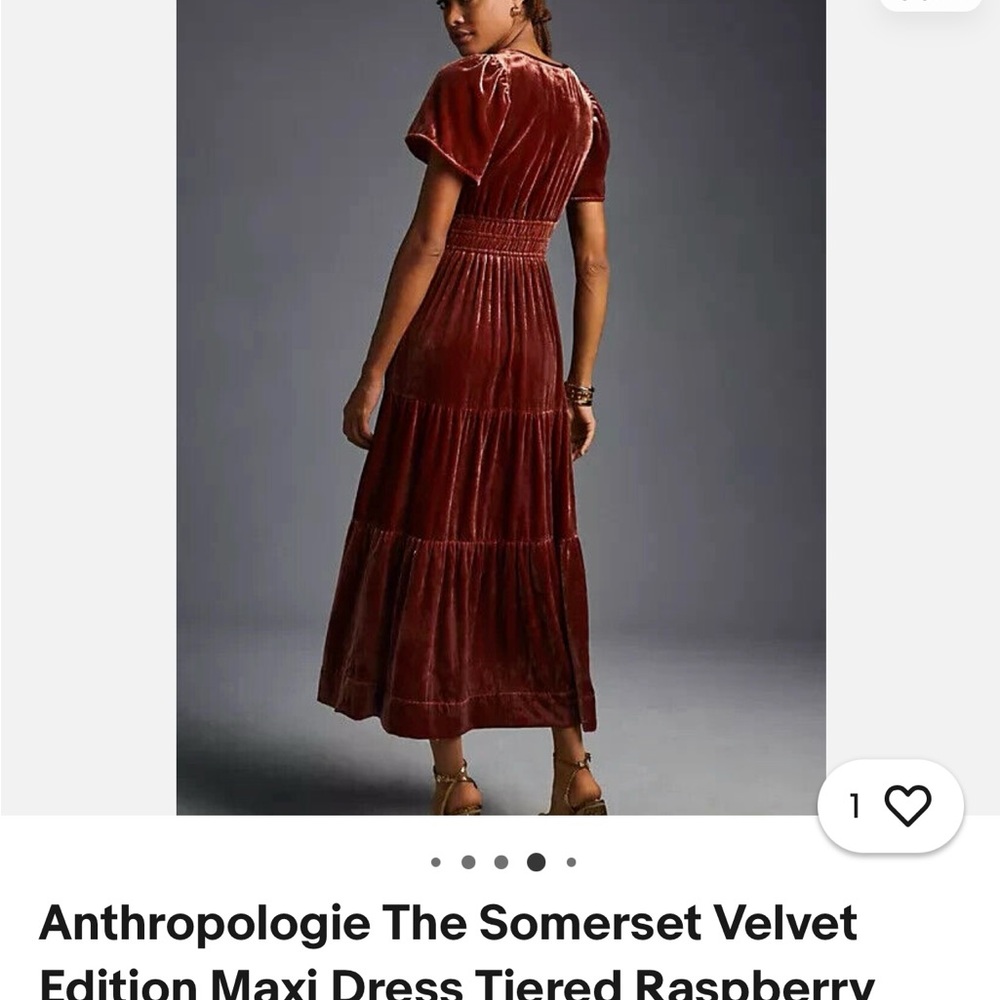 Anthropologie Red Tiered Maxi Dress with Flutter Sleeves
